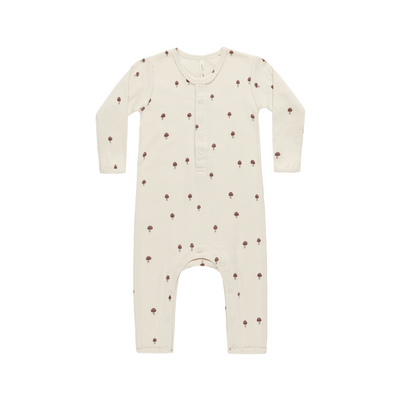 Ribbed Baby Jumpsuit - Mushrooms - Natural by Quincy Mae - FINAL SALE