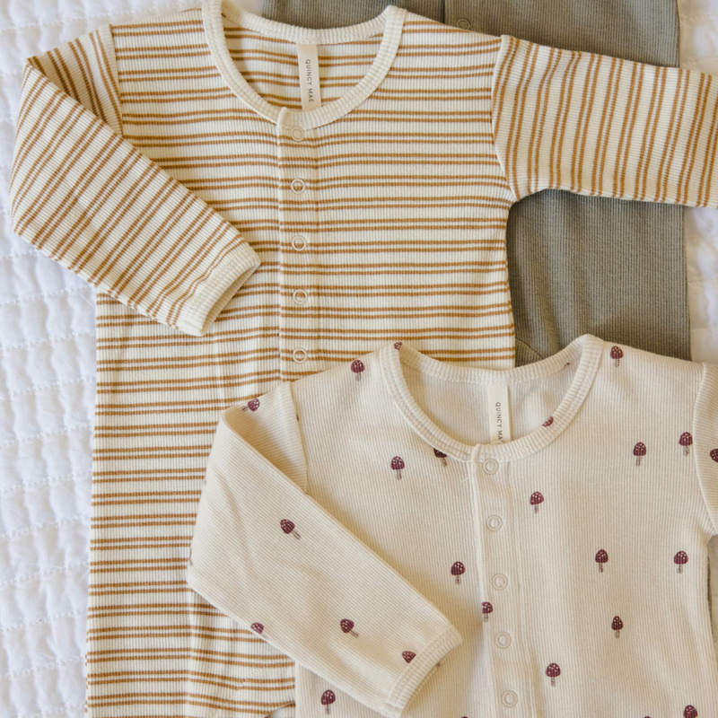 Ribbed Baby Jumpsuit - Golden Stripe by Quincy Mae