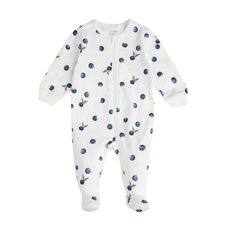 Footed Sleeper - Blueberry Print by Petit Lem