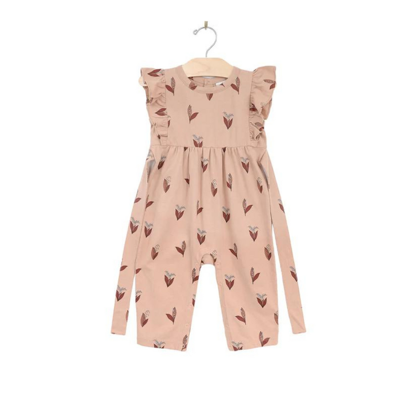 Lily of the Valley Flutter Sleeve Long Romper - Peach by City Mouse