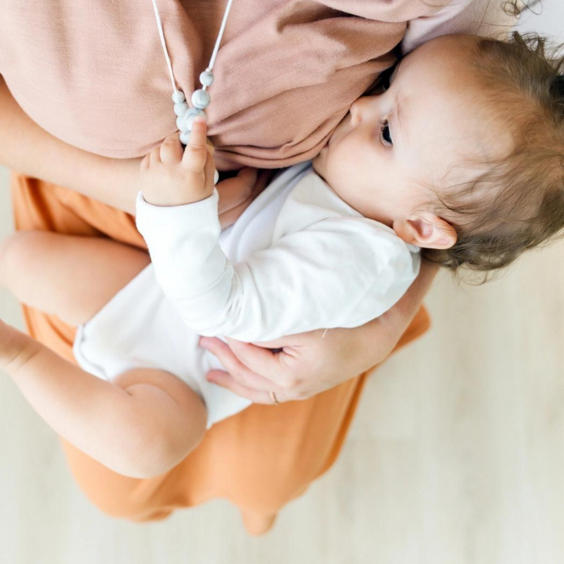 Harper Teething Necklace - White/Marble by Goobie Baby