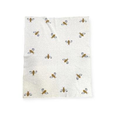 Organic Cotton Jacquard Sweater Knit Baby Blanket  - Bee by Viverano Organics