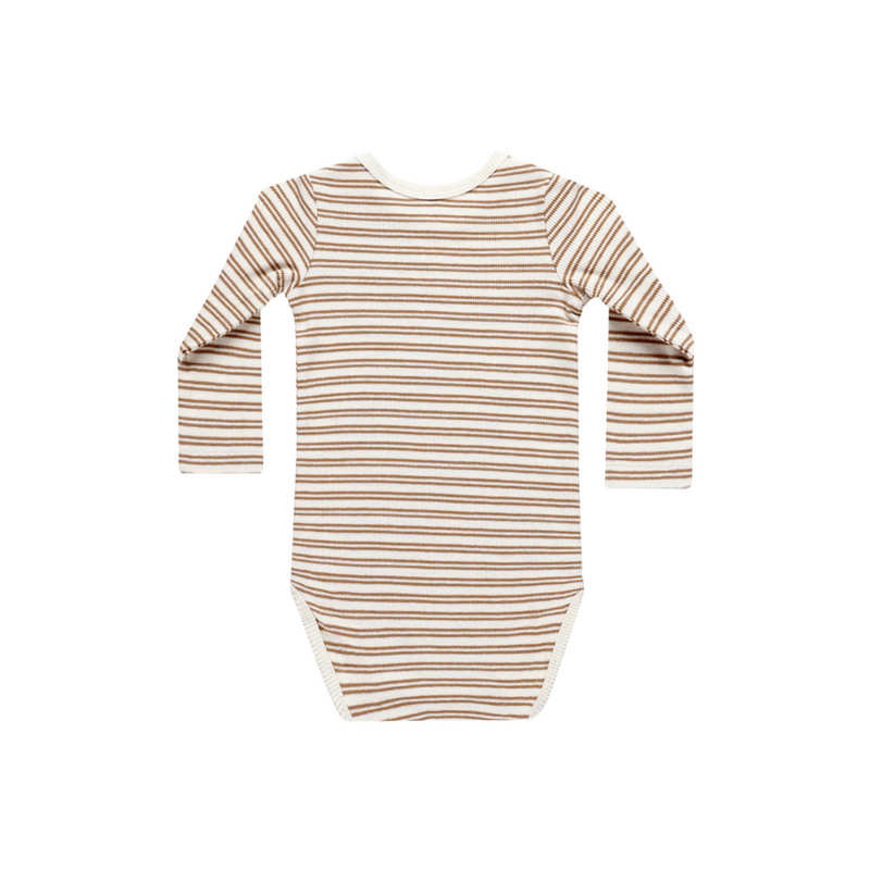 Ribbed Long Sleeve Bodysuit - Golden Stripe by Quincy Mae - FINAL SALE