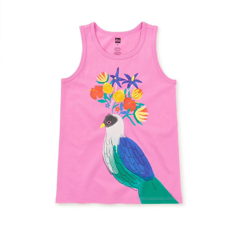 Floral Turaco Graphic Tank - Perennial Pink by Tea Collection