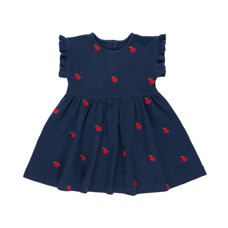 Adaline Ruffle Dress - Apples Embroidery by Pink Chicken