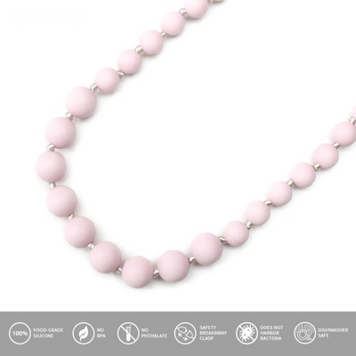 Audrey Teething Necklace - Pink Quartz by Goobie Baby