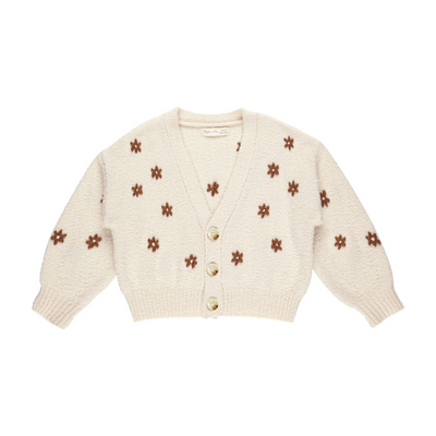 Boxy Crop Cardigan Flowers - Natural by Rylee + Cru