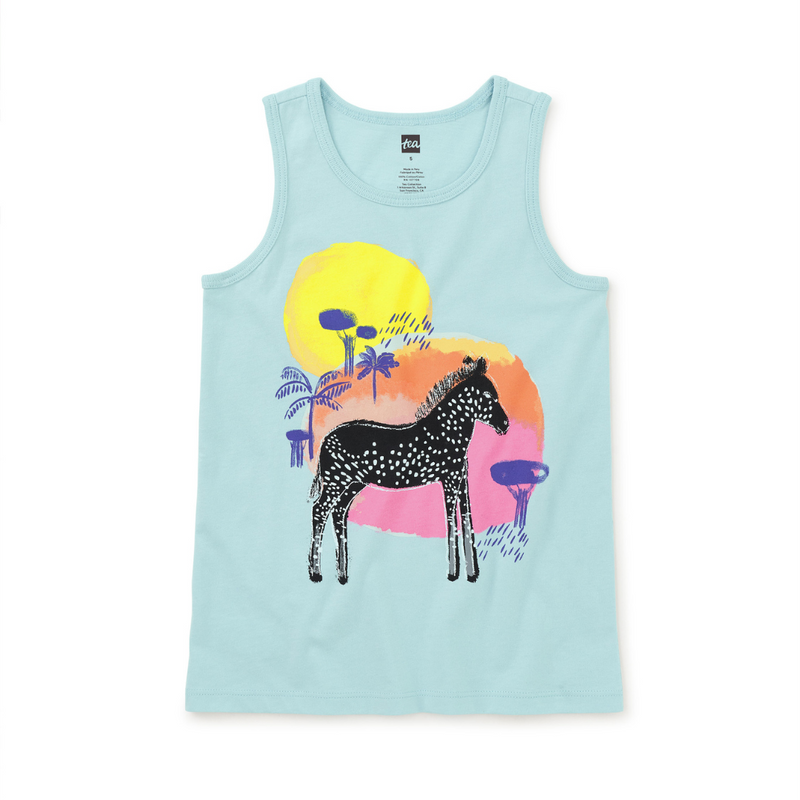 Spotted Zebra Tank Top - Sky by Tea Collection