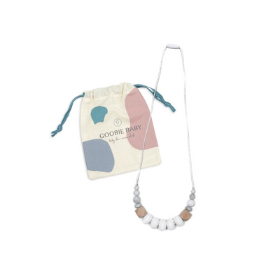 Harper Teething Necklace - White/Marble by Goobie Baby