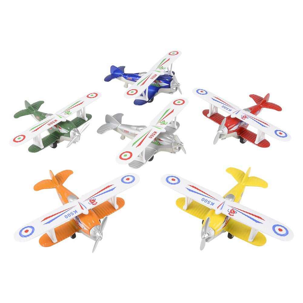 Set of colorful toy airplanes on a white background