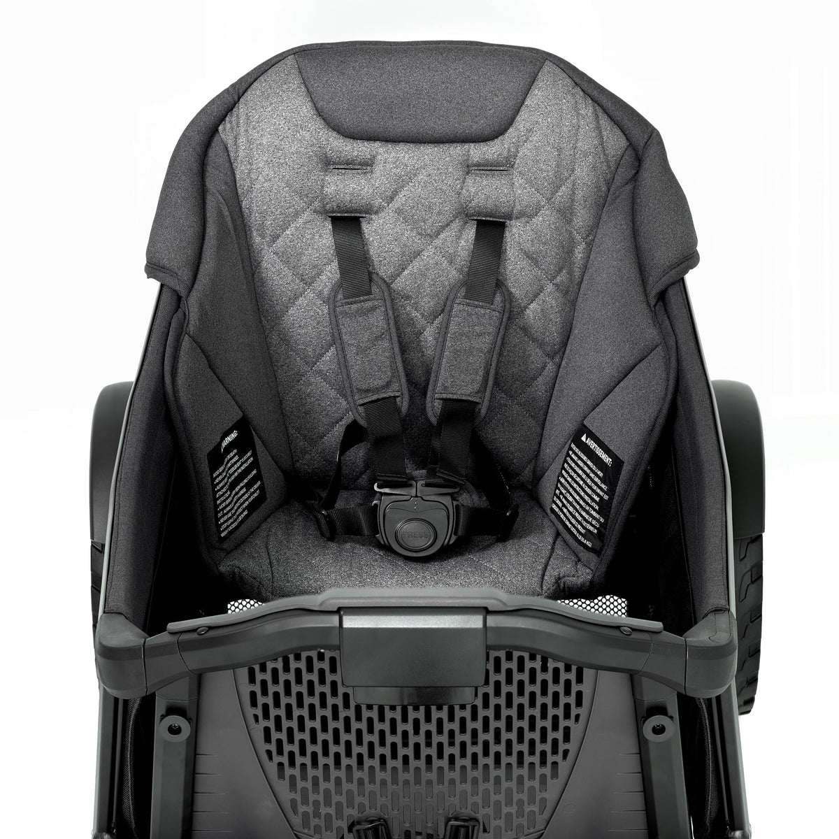 Gray car seat with quilted backrest on a white background