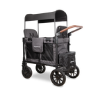 Black and gray stroller wagon with canopy on a white background