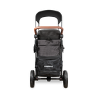 Black stroller with brown handle on a white background