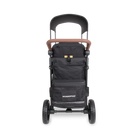 Black stroller with brown handle on a white background