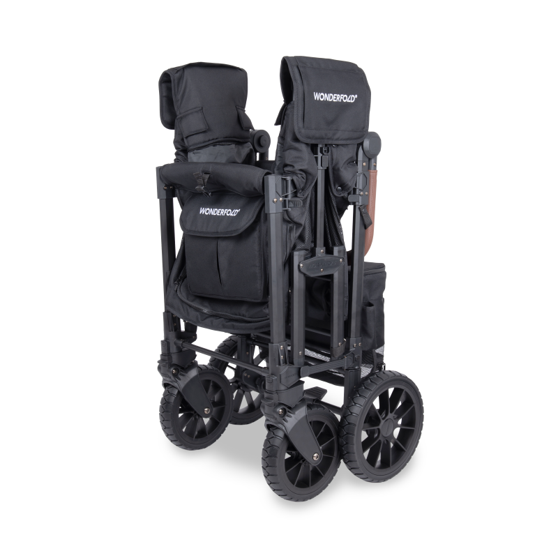 Black folding stroller with 'Wonderfold' branding on a white background
