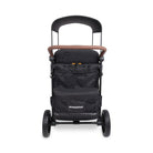 Black stroller with brown handle on a white background