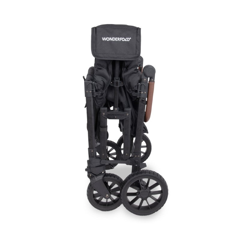 Black stroller with WonderFold logo on a white background