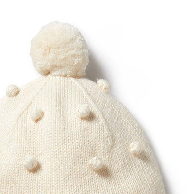 Knitted Bauble Bonnet - Ecru by Wilson & Frenchy