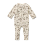 Baby onesie with animal pattern on a white background