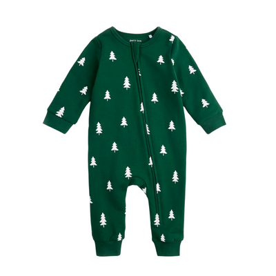 Knit Coverall - Dark Green Pine Trees by Petit Lem FINAL SALE