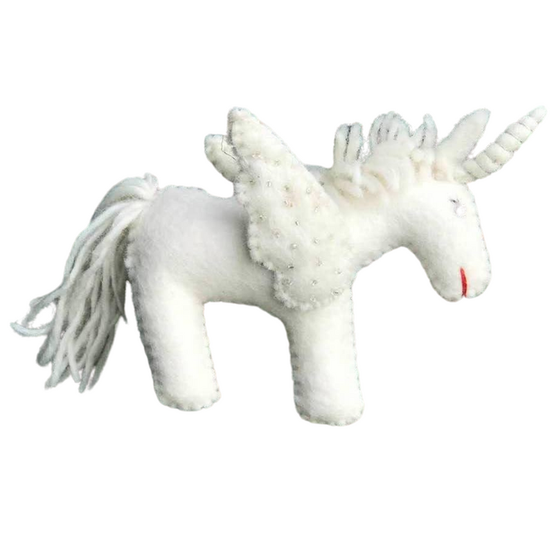 Wool Ornament - White Unicorn by The Winding Road FINAL SALE