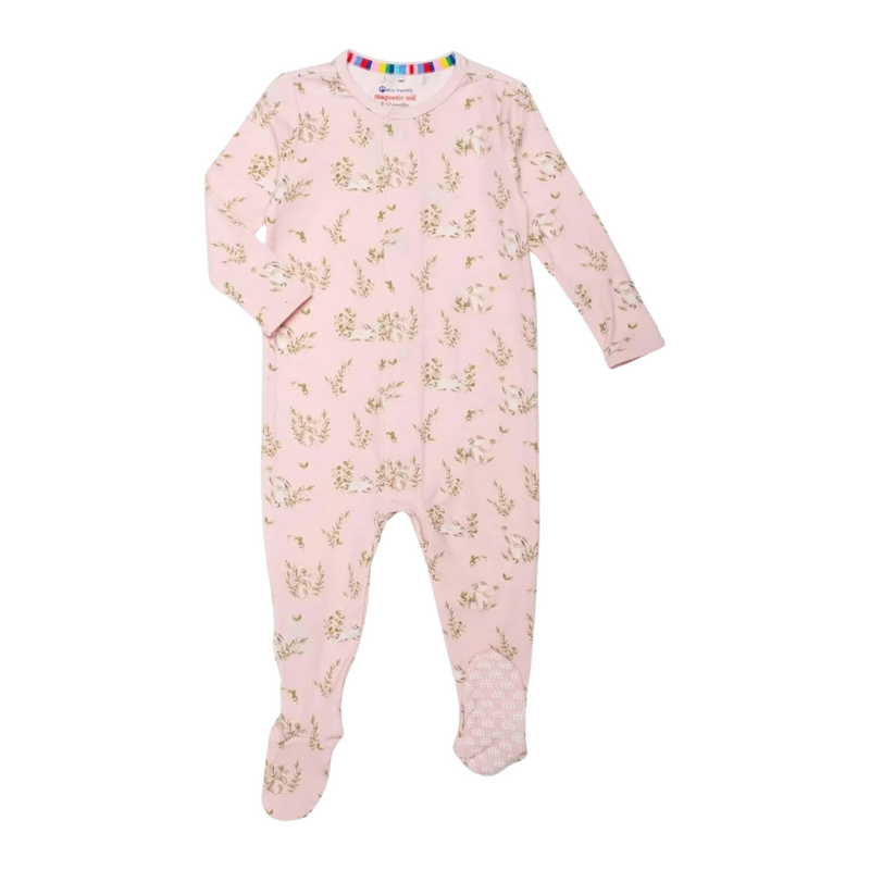 Pink Hoppily Ever After Modal Magnetic Right Fit Footie by Magnetic Me