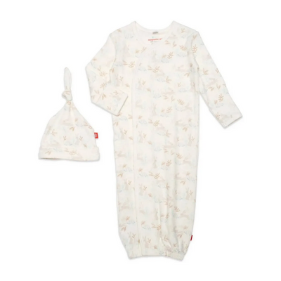 Tortoise and Hare Organic Cotton Magnetic Cozy Sleeper Gown and Hat Set by Magnetic Me