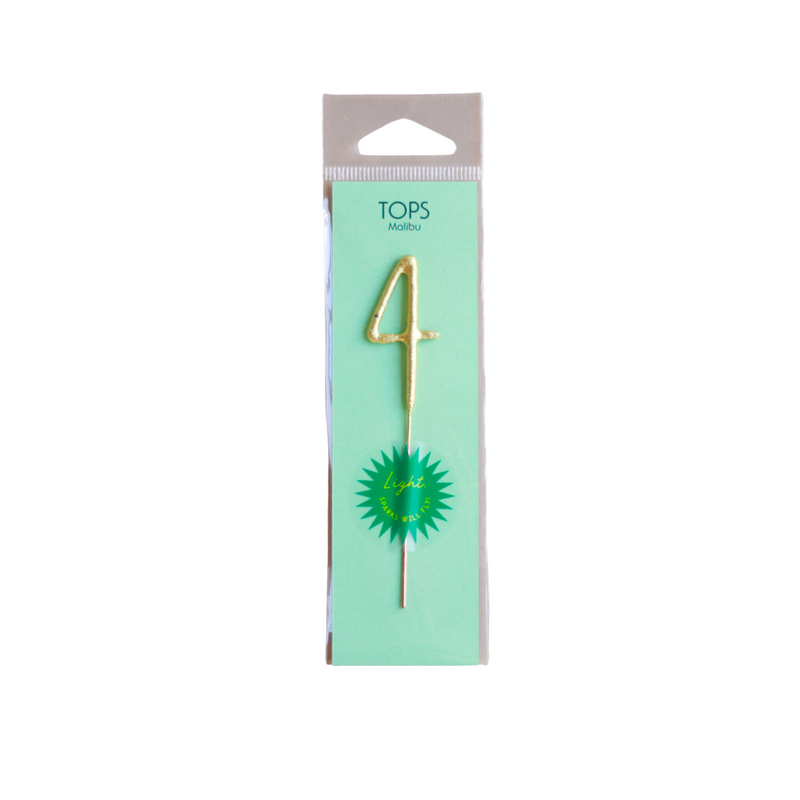 Mini Gold Sparkler Number Birthday Candle - 4 by TOPS Malibu