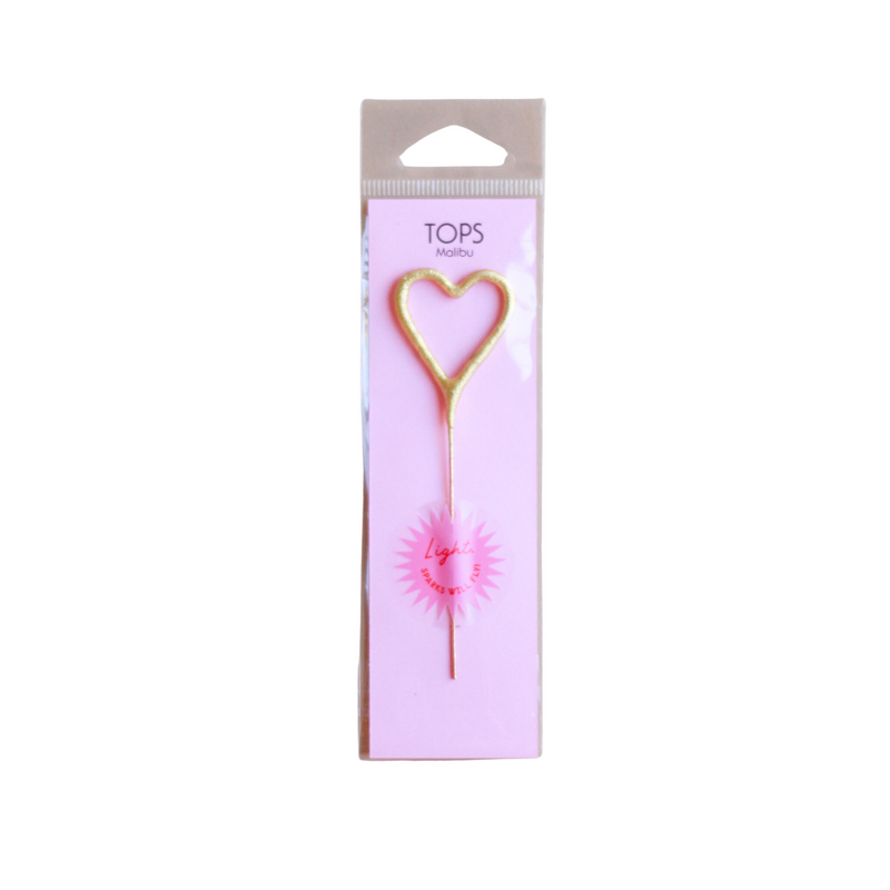 Mini Gold Sparkler Birthday Candle - Heart by TOPS Malibu
