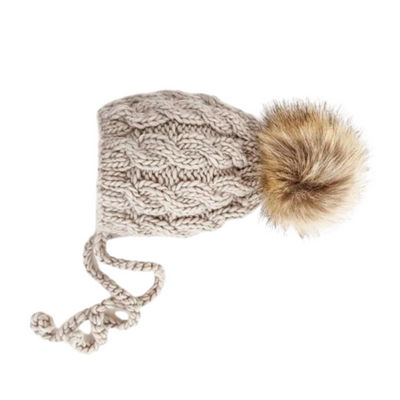 Aspen Cable Knit Bonnet - Oatmeal by Huggalugs
