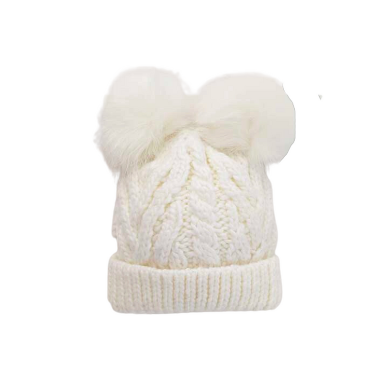 Huggalugs Winter White Pom Hat 0-6M