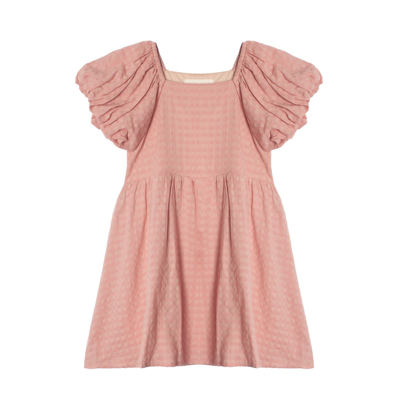 Checkmate Puff Sleeve Dress - Pink by Mabel + Honey