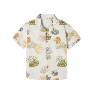 Tropical Leaves Short Sleeve Button Up - Iguana Green by Mayoral