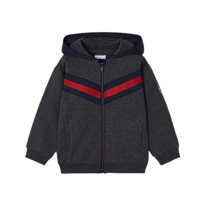 Mixed Hooded Jumper with Zipper - Asphalt by Mayoral