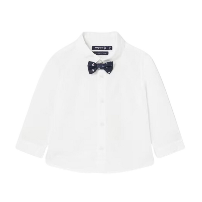 Baby Button Up with Bowtie - White by Mayoral