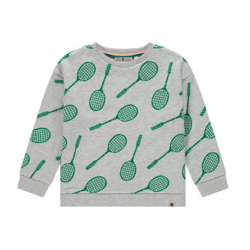 Tennis Print Sweatshirt - Light Grey Melee by Babyface - FINAL SALE