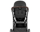 Black stroller with brown accents on a white background