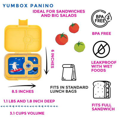 Yumbox Panino Leakproof Bento Box - 4 Compartment - Yoyo Yellow