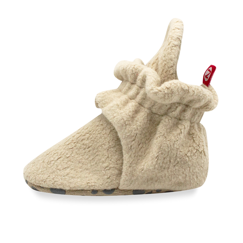 Cozie Fleece Gripper Booties - Khaki by Zutano