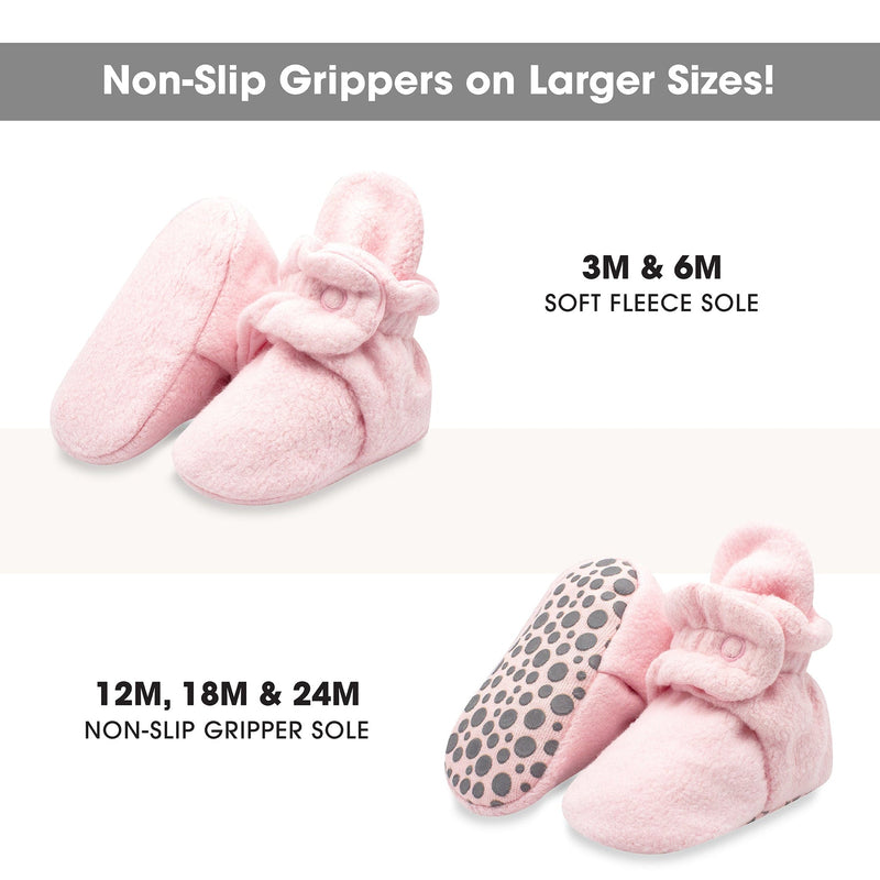 Cozie Fleece Gripper Booties - Baby Pink by Zutano