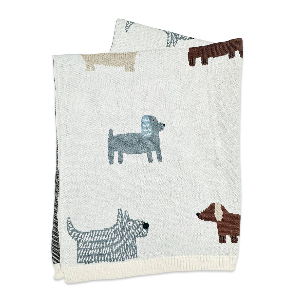 Blanket with dog illustrations on a white background
