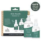 Earth Mama Belly Bundle Pregnancy Kit with belly butter, belly oil, and packaging on a white background