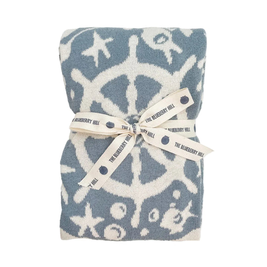 Organic Cotton Blanket - Nautical Summer Ocean by The Blueberry Hill