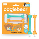 Packaging of oogiebear nose and ear pickers with a cartoon bear design on an orange background.