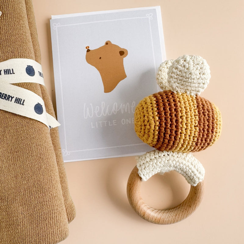 Cotton Crochet Rattle Teether - Bee by The Blueberry Hill