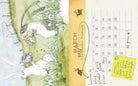 Calendar with illustration of bunnies in a field and text 'March Baby'.