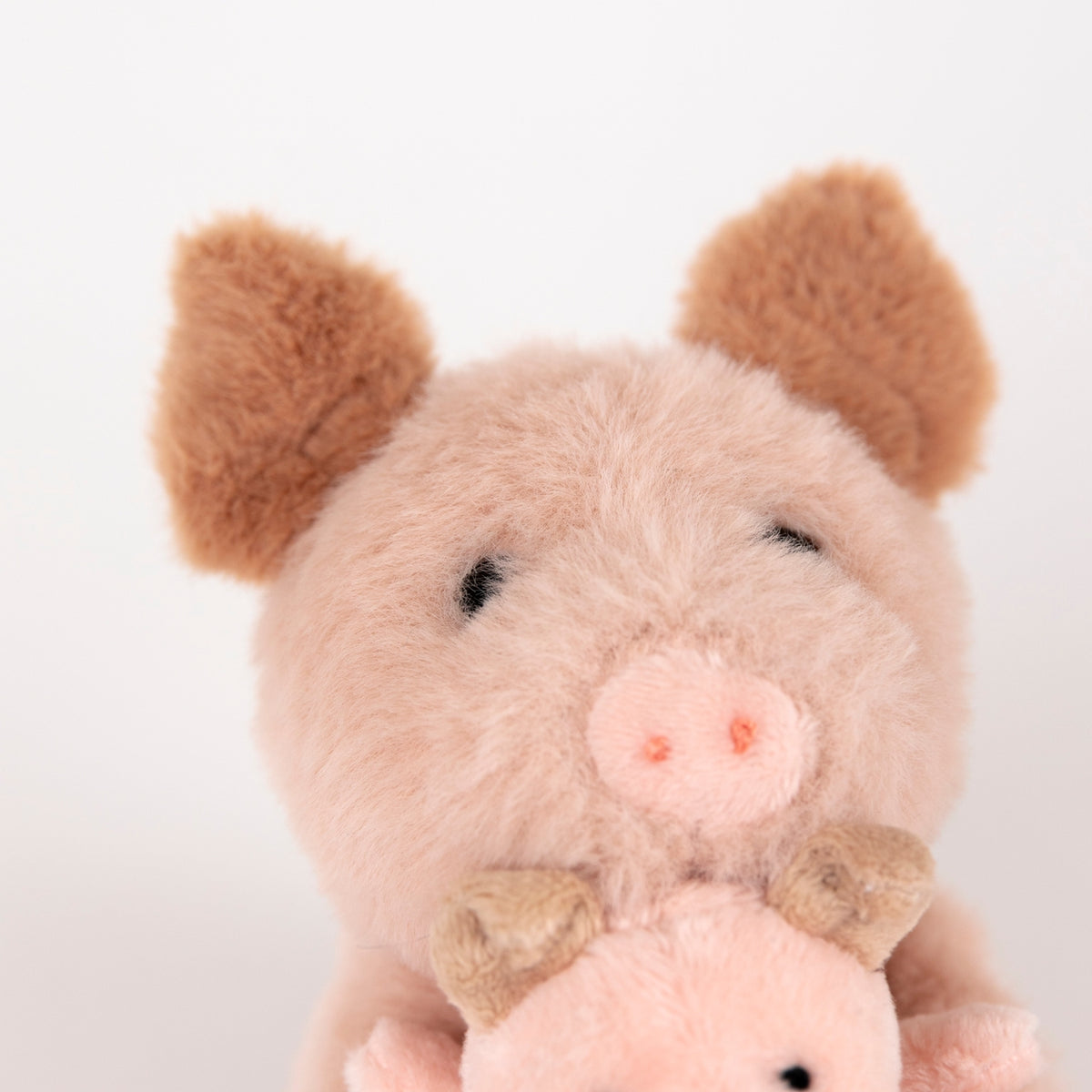 Plush pig toy with a white background