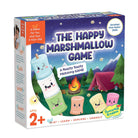 Box of 'The Happy Marshmallow Game' with marshmallow characters and camping scene on a white background