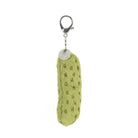 Green textured keychain with a metal clasp on a white background