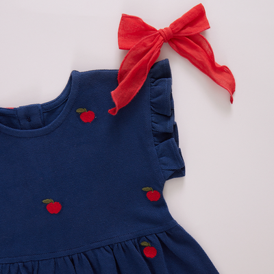 Adaline Ruffle Dress - Apples Embroidery by Pink Chicken